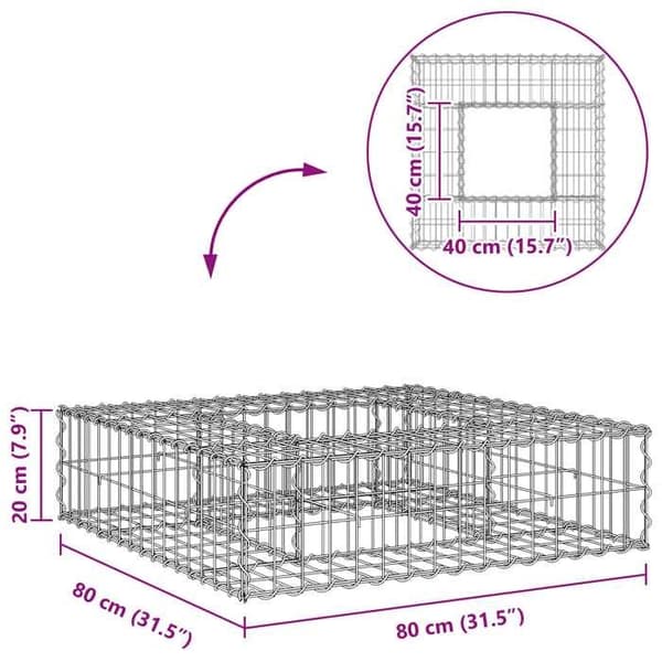 vidaXL Upphöjd gabion Silver 42033315