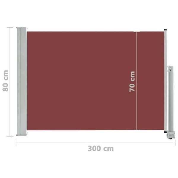 vidaXL Infällbar uteplats Sidomarkis 80x300 cm Brun