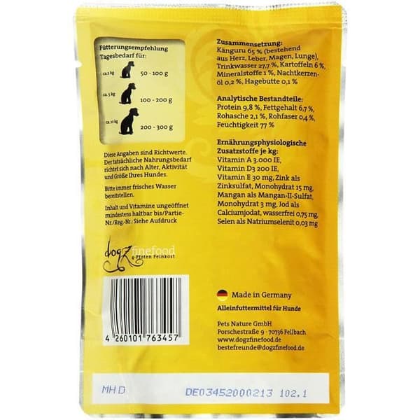 Dogz finefood 079457 - KVM SWITCH - Hundfoder nr 6 Kangaroo 100 g, 12 st (12 x 100 g)