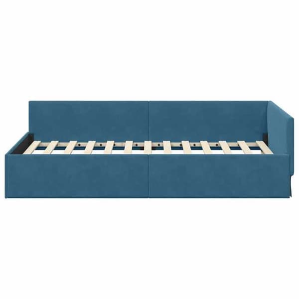 vidaXL Hörnsängram Blå 90 cm x 200 cm Sammet 42016080