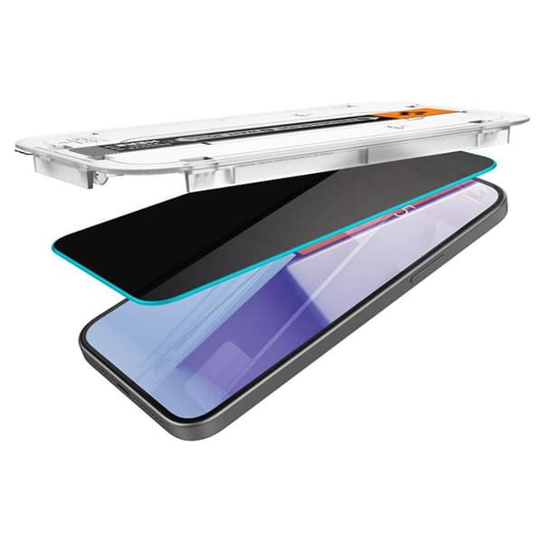 Härdat glas - Spigen - GLAS.TR EZ FIT Privacy - iPhone 15 - Integritetsfilter - Svart
