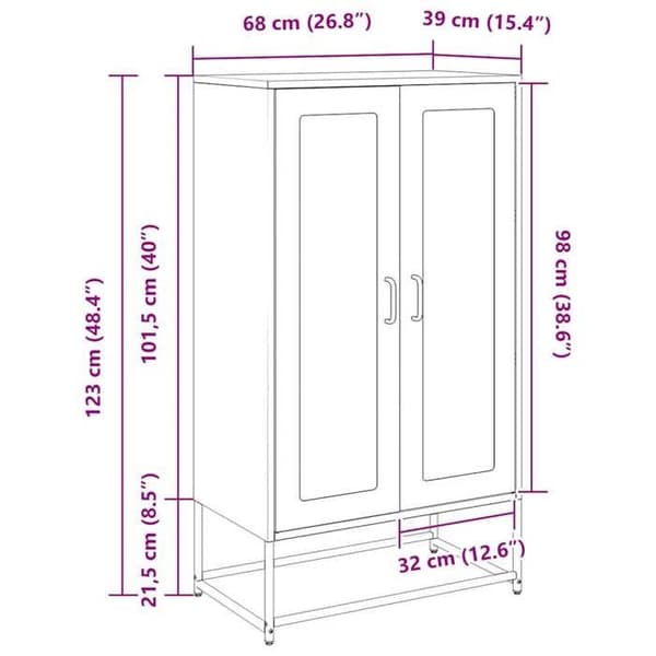 vidaXL Buffé hög senapsgul 68x39x123 cm stål 853359