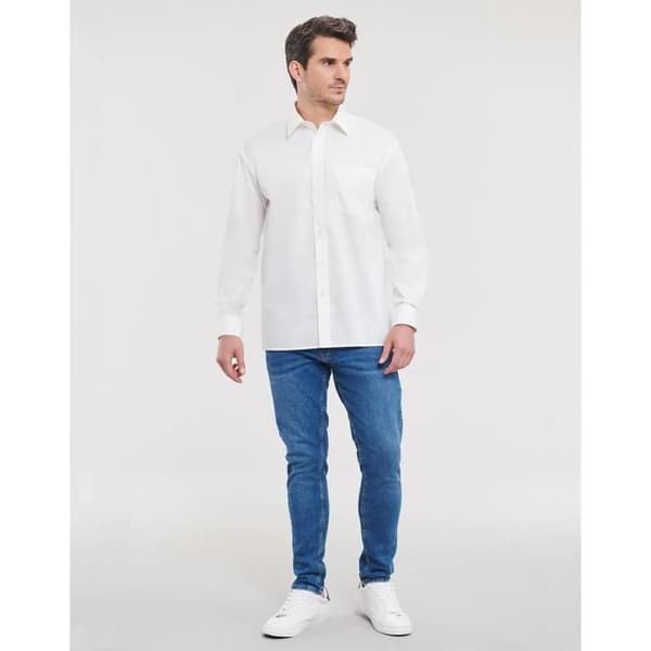 Russell Athletic poplin skjorta - vit