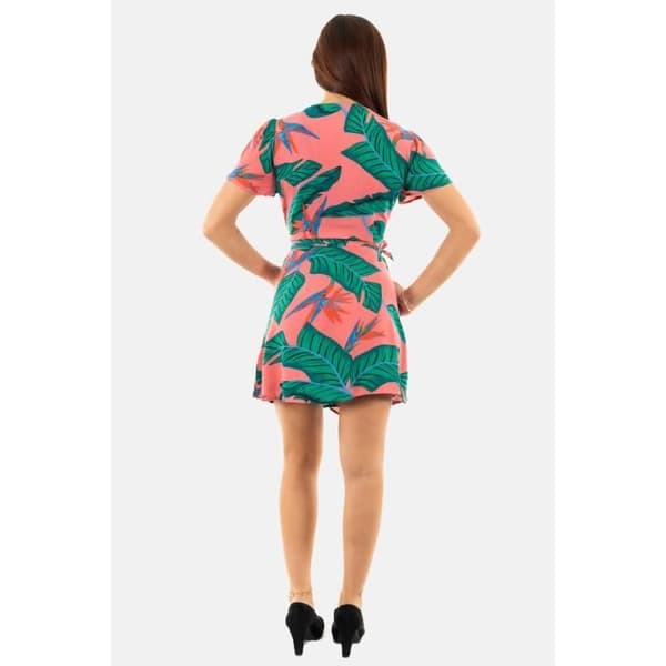 Superdry tryckt mini wrap klänning 2ko pink paradise