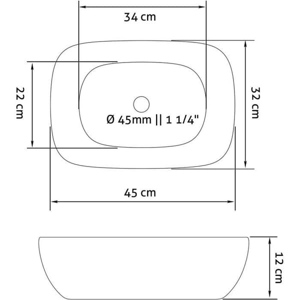 Handfat för montering Waschbecken24 A106 vit keramik 45x32x13 cm