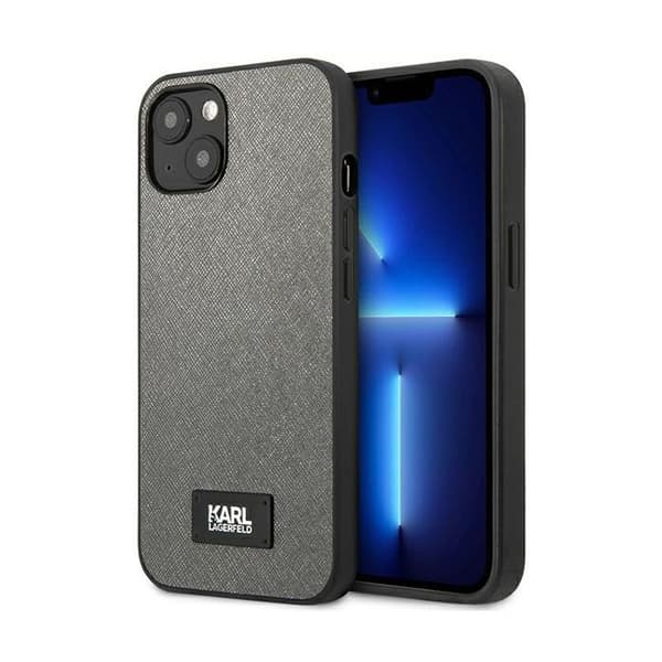 Karl Lagerfeld Saffiano Plåt Silver Skal för iPhone 13 mini