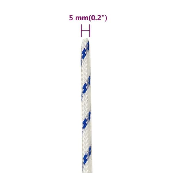 152280 vidaXL Båtrep Vit 5 mm 50 m Polypropen