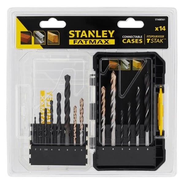 Borrset - STANLEY - FATMAX - 14 delar - Rund stång för flera material - Stapelbar MULTI-STACK förpackning