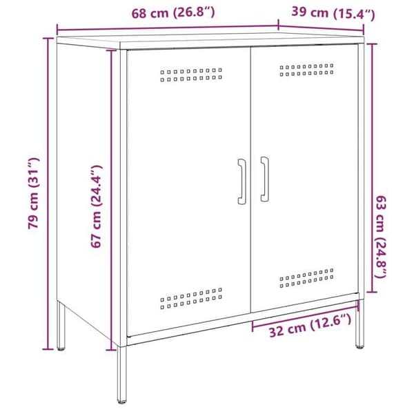 vidaXL Buffé vit 68x39x79 cm stål 842981