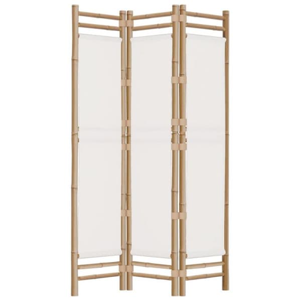 vidaXL Vikbar rumsavdelare 3 paneler 120 cm bambu och duk 350623