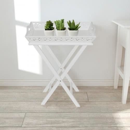 Sidobord - vidaXL - Vit - MDF - Fällbar - Contemporary design