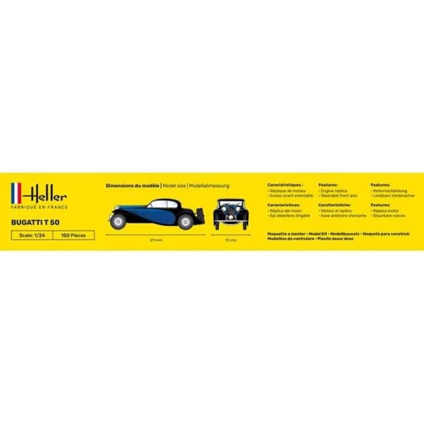 BUGATTI T.50 HELLER bilmodell - skala 1/24 - CLASSIC sortiment