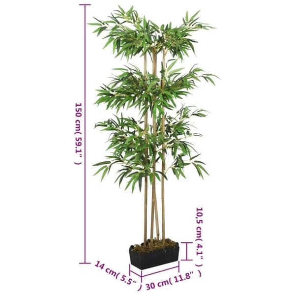vidaXL konstgjord bambu 988 blad 150 cm Grön 358982