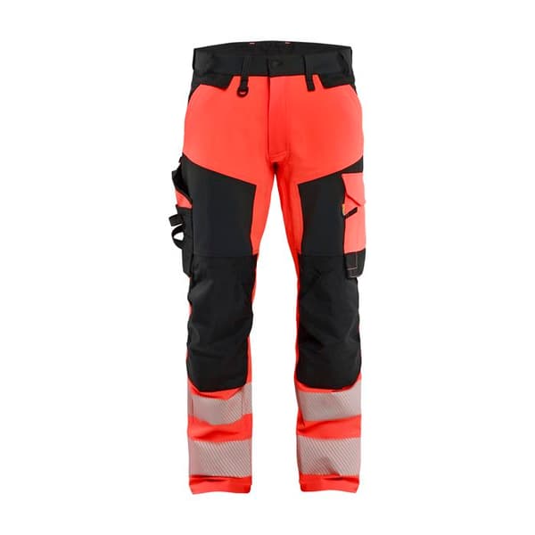 Blaklader Stretch 4D högsynlighetsbyxor - fluorescerande röd/svart