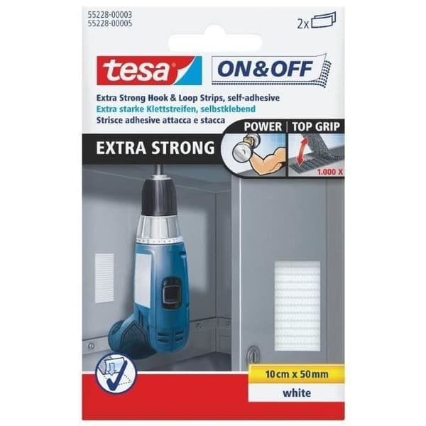TESA Extra starka remsor 0,1 m x 50 mm - Vit - 2 st