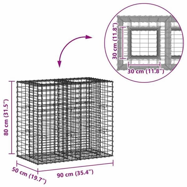 vidaXL Hög säng gabion Silver 42033327