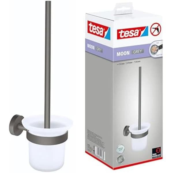 Ensemble WC Support och Brosse WC - TESA - MÅNGRÅ - Grå Matt - Modern Design - Satinerat Glas