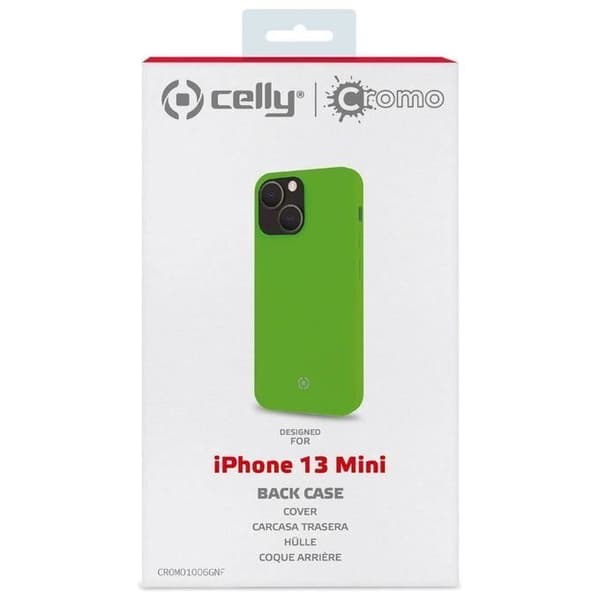 bakskal - CELLY - iPhone 13 Mini - krom fluorescerande - grön - skydd