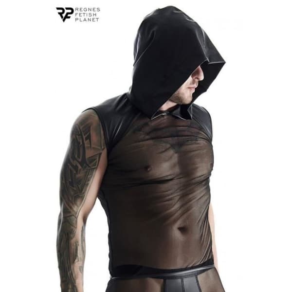 Mesh huva t-shirt - Regnes - S - Svart