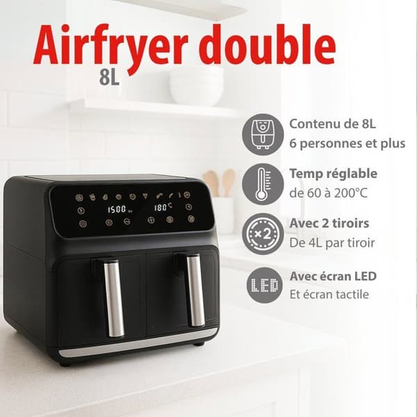 alpina Double Airfryer XXL - Luftfritös 2x4L
