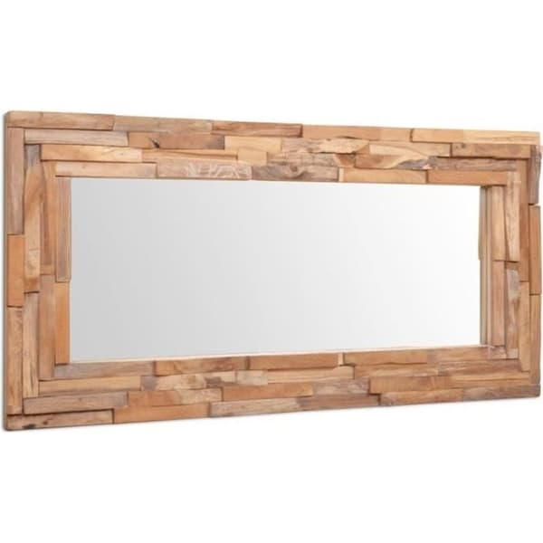 Dekorativ spegel - vidaXL - Rektangulär - Teak - 120 x 60 cm - Inomhus