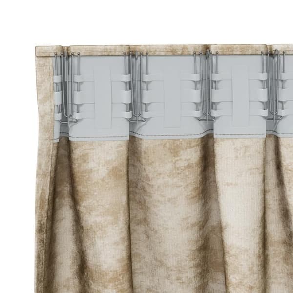 Crème sammet gardiner 140 x 140 cm - 2 stycken, ögla, matt polyester