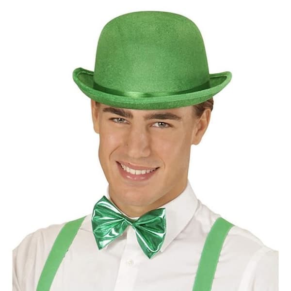 Grön sammet melonhatt - WIDMANN - Storlek 58 - Satinband - Sammet - Grön - Festaccessoar