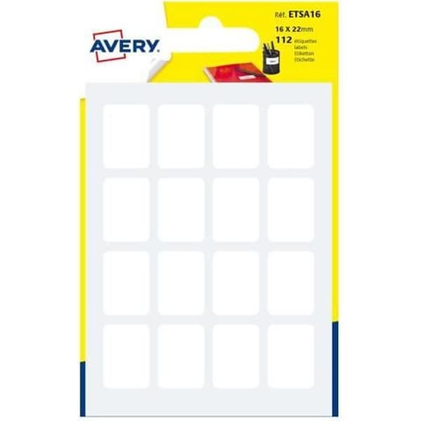Avery självhäftande vit etikett (förpackning med 112)