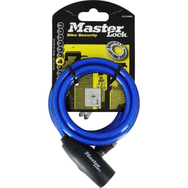 Masterlock kabellås - 8127EURDPRO - 1,8m x 8mm - Vridet stål - Blå