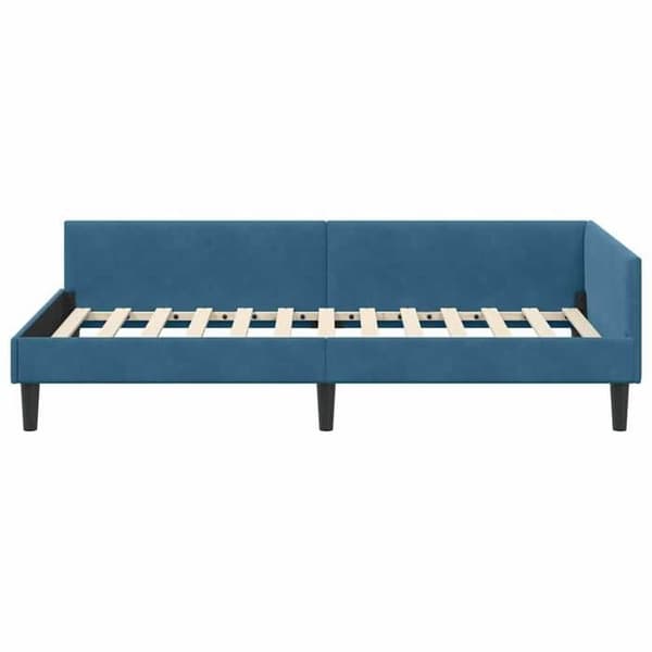 vidaXL Hörnsängram Blå 80 cm x 200 cm Sammet 42016133