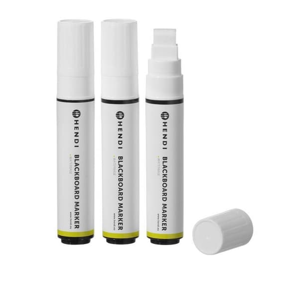 Kritpennor - HENDI - 15 mm - Platt spets - Set om 3 - Vit