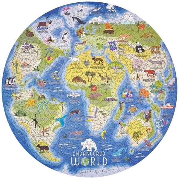 Animals World in Danger Pussel - Ridleys spel - 1000 bitar - Diameter 68 cm