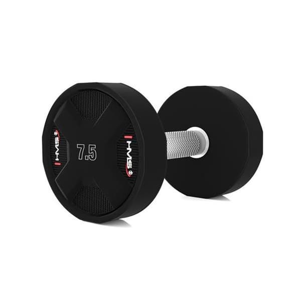 Hantel - HMS - HPC - 7,5 kg - Stötsäker polyuretan - Räfflad stång