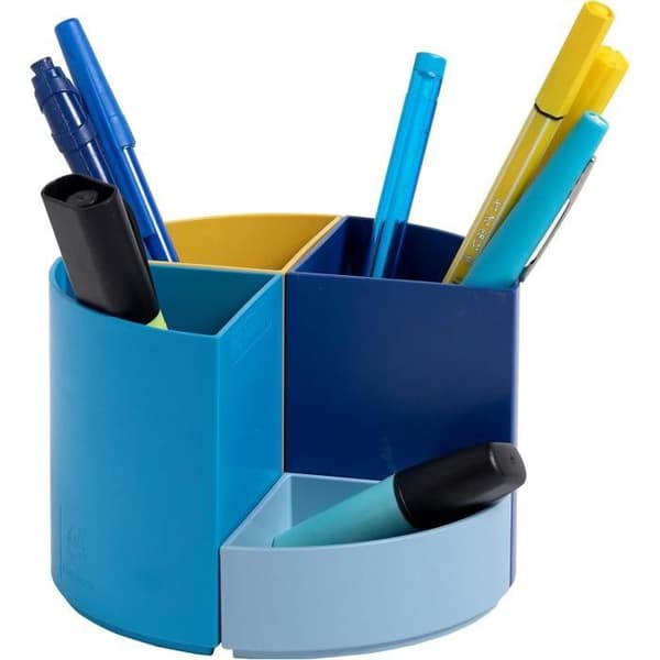 Set med 3 pennburkar THE QUARTER Bee Blue, assorterade