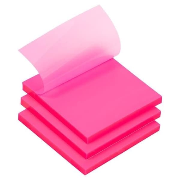 Post-it® sedelkubblock - Post-it - 76x76 mm - 450 ark - Rosa neon