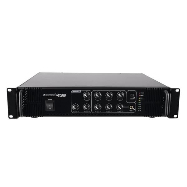 Mixförstärkare - OMNITRONIC - MP-180 - Vit/Röd - 100 V - 6 Ingångar