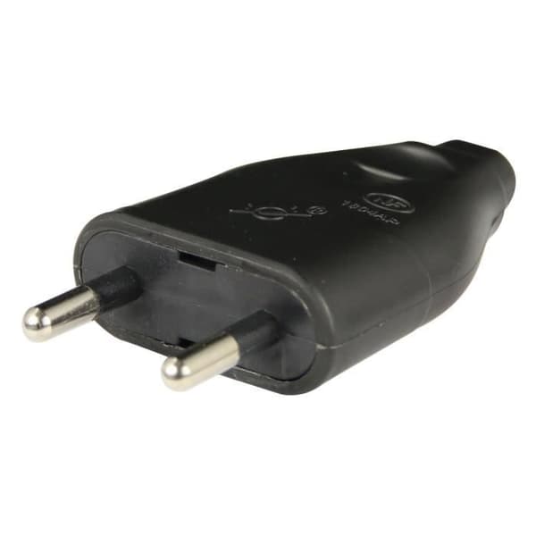 ZENITECH Elkontakt hane 2P 6A svart