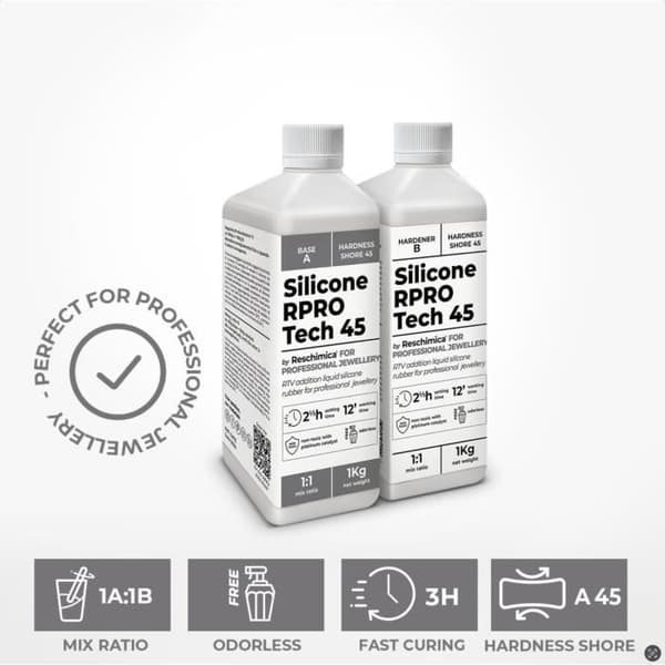 Silikongummi - R PRO TECH - 45 - 1:1 - Hög rivhållfasthet - 500 gr