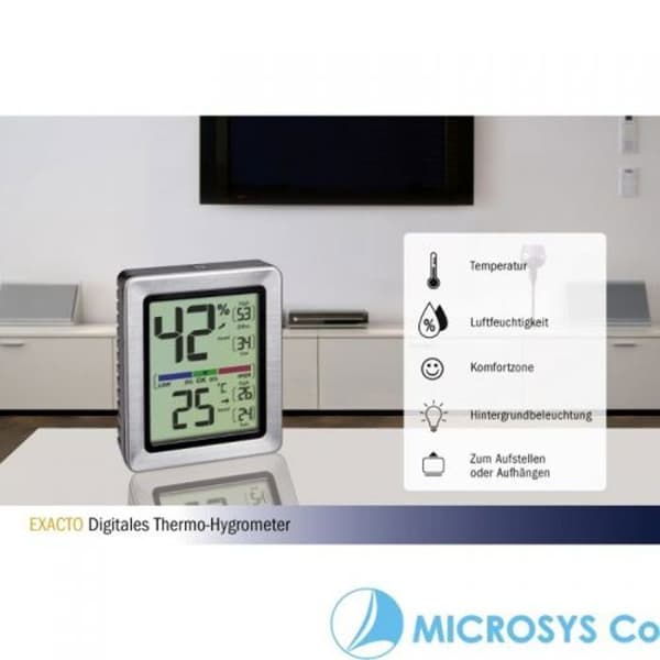 Thermo-hygrometer - EXACTO - Digital modell - Rostfritt stål - Inomhus - Hög precision