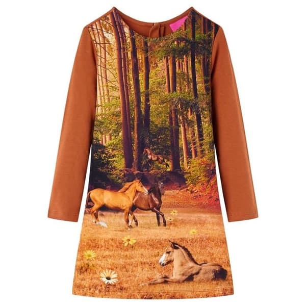 Klänningströja - vidaXL - Flicka - Färg cognac - Elastisk midja - Lätt och sträckbart tyg