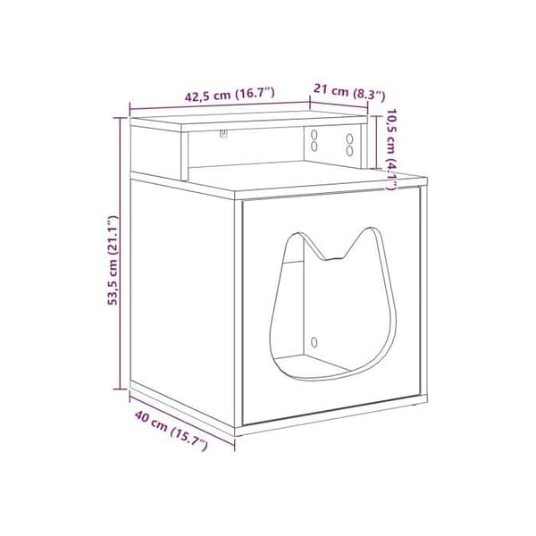 Modern katthem - vidaXL - 42,5x40x52,5 cm - Ingenjörsträ - Rektangulär design - Inomhusbruk