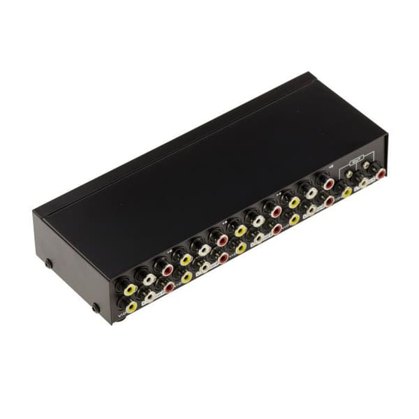 Switch AUDIO Stereo + VIDEO Composite - Aiguille - 8 portar - Passiv - RCA - Svart