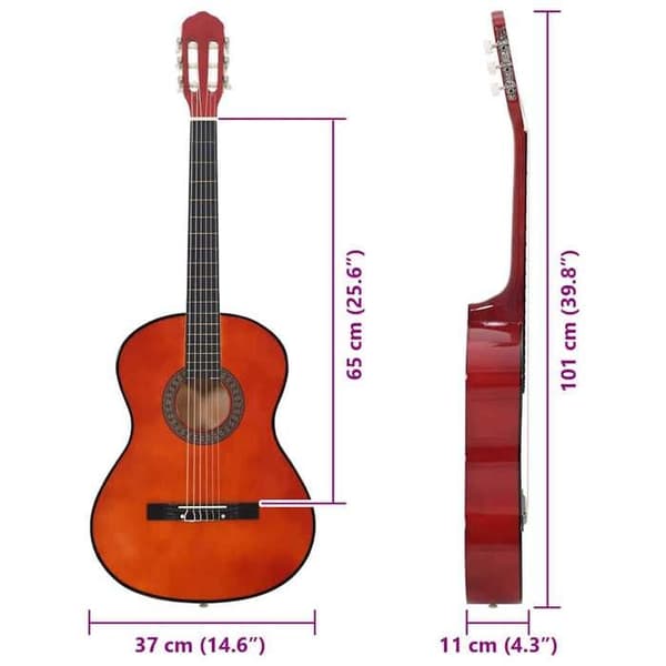 vidaXL klassisk gitarr för nybörjare 4-4 39" basträ, mörkt trä