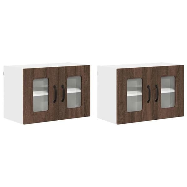 Kökskåp - VIDAXL - Kalmar - Mörk ek - 4 hyllor - 2-pack - Väggmontering