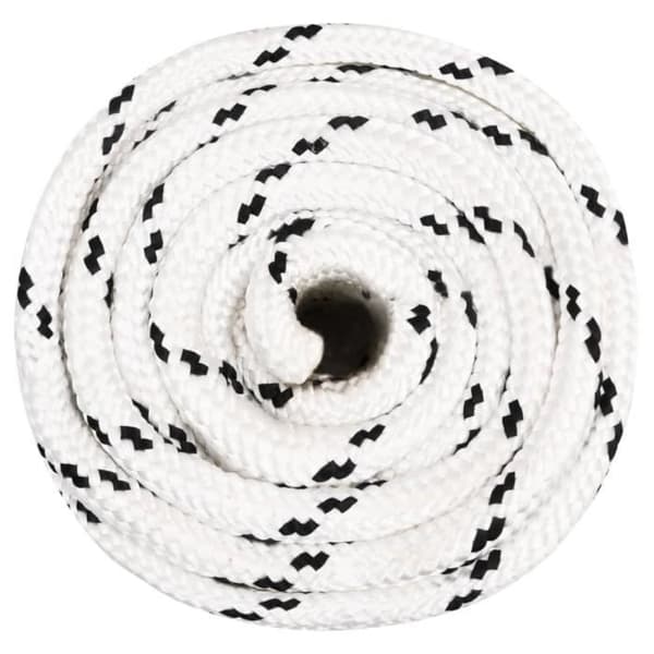 152790 vidaXL Flätad båtline Vit 20 mmx50 m Polyester