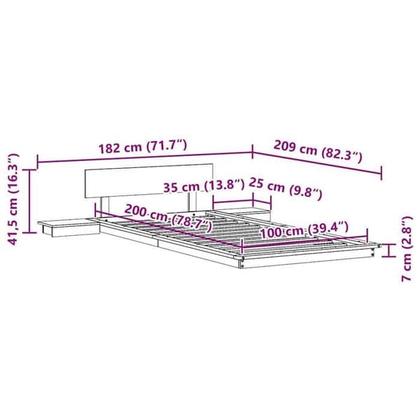 vidaXL Sängram Brun 100 x 200 cm trä 872415