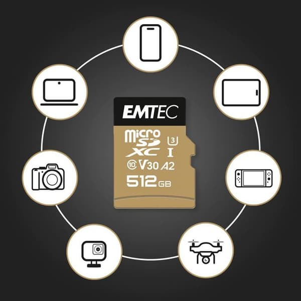 EMTEC UHS I U3 V30 Speedin Pro 256GB Micro SD-kort