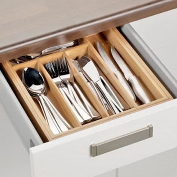 Bestickbricka - Utmärkt husgeråd - Expanderbar - Bambu - Brun - 28 till 45 cm