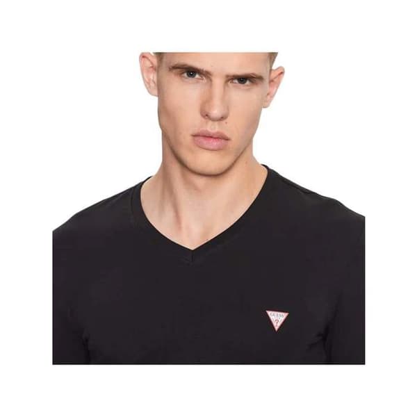 T-shirt med lång ärm V-ringning Guess Core - jet black