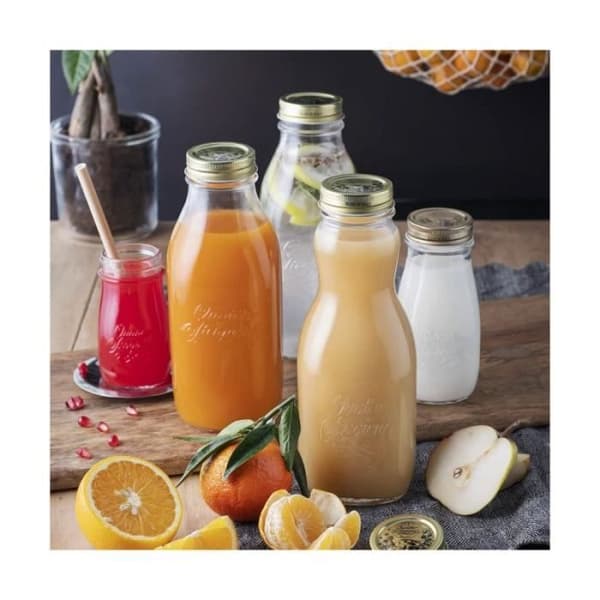 Flaska - Bormioli Rocco - 1L - Glas - Transparent Multifärgad - Diskmaskinssäker